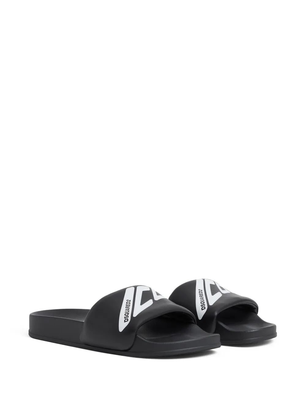 DSQUARED2 Slippers met logoprint - Zwart