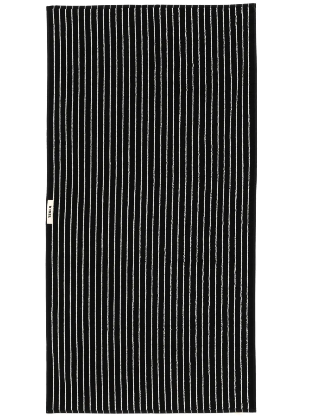 TEKLA Gestreept badhanddoek (70 cm x 140 cm) - Zwart