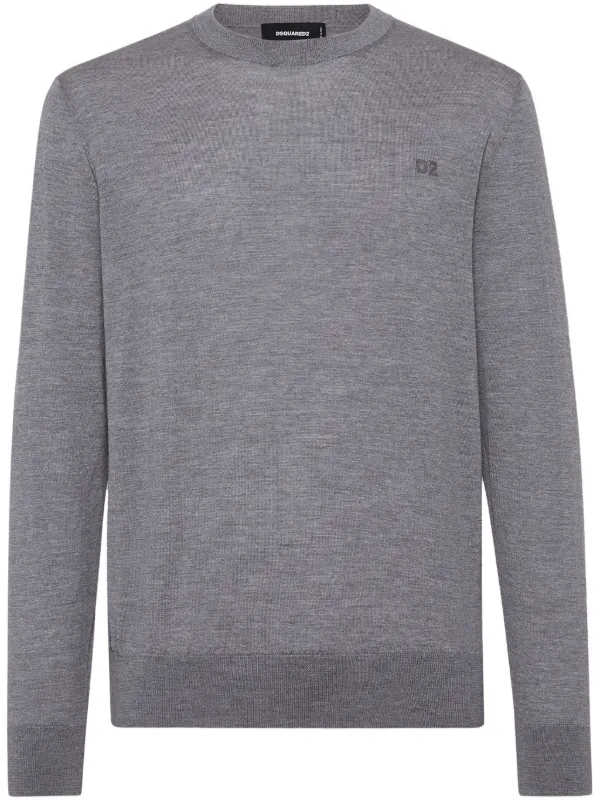 DSQUARED2 グレー クルーネックセーター XXL 26263727_56541002_600.jpg