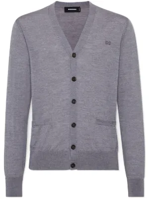 DSQUARED2 ロゴ ウール ニット カーディガン グレー M - トップス