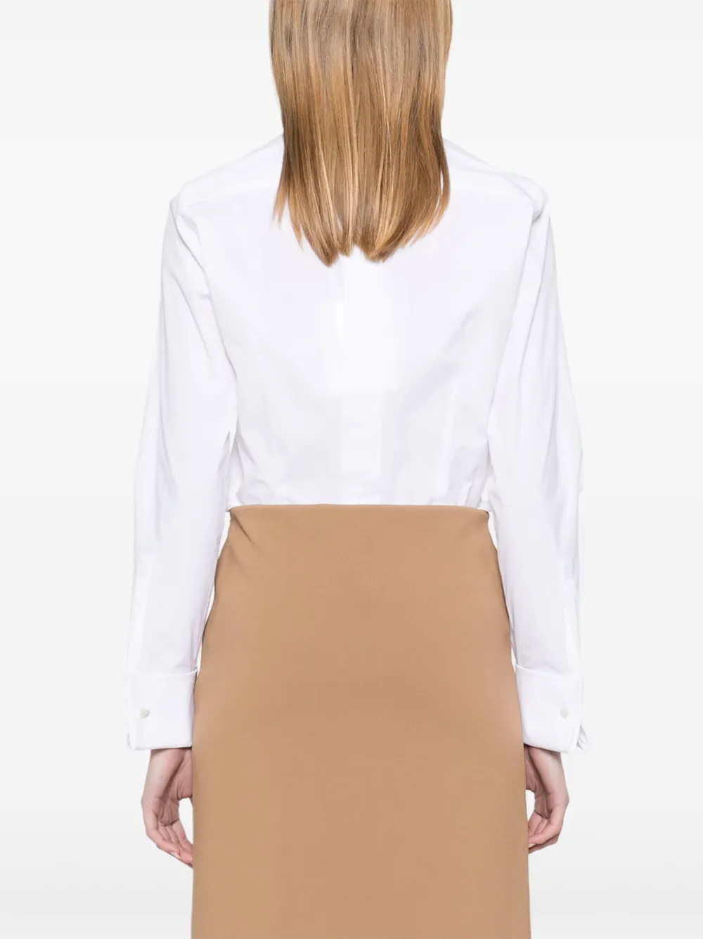 Max Mara Angora1234 Bodysuit Collared Shirt With Long Sleeves In White