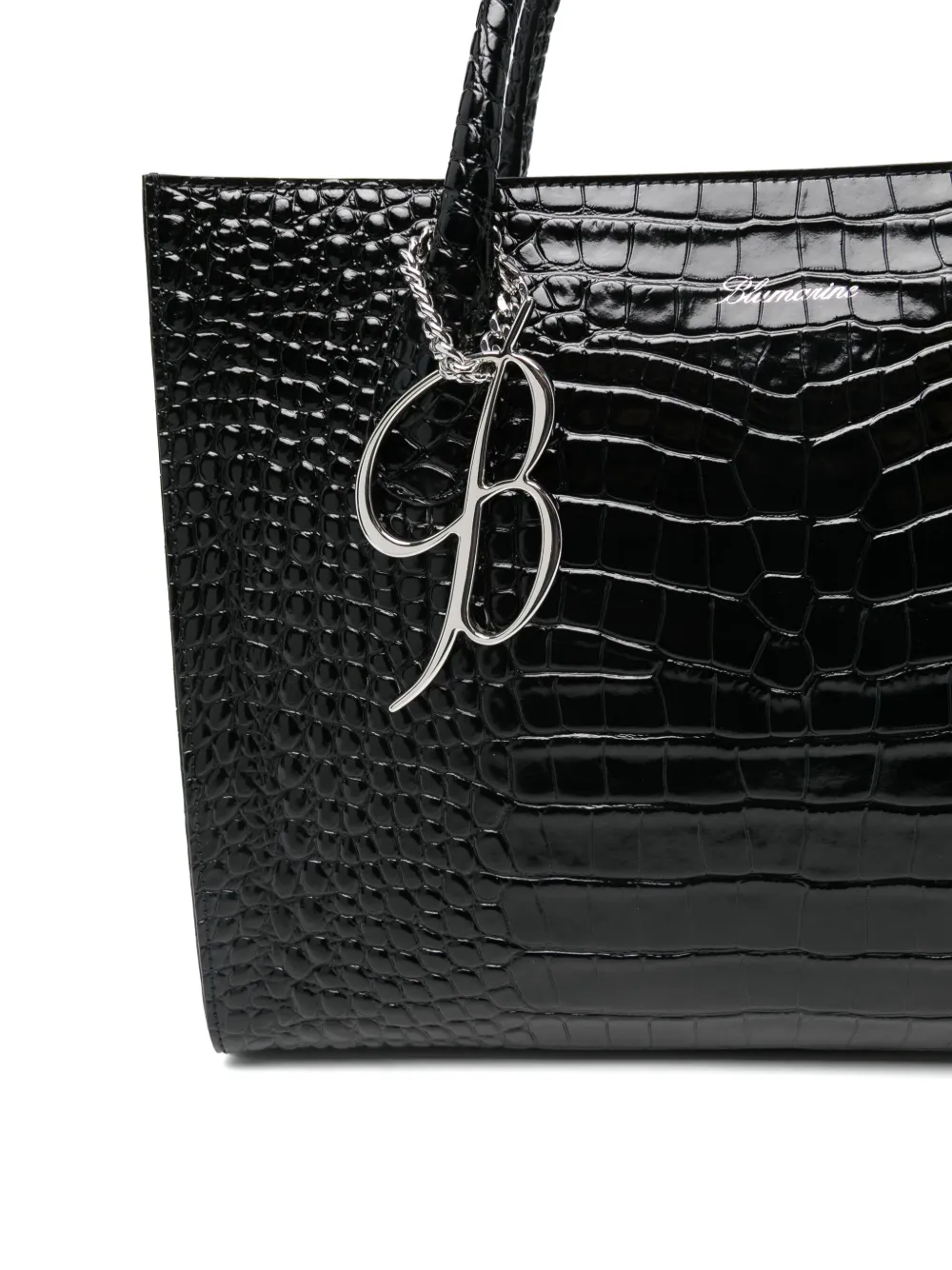 Blumarine crocodileembossed Leather Tote Bag Black FARFETCH