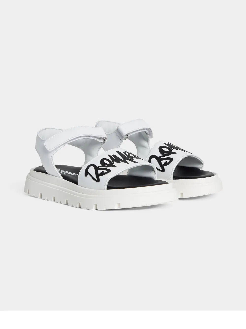 Shop Dsquared2 Leather Sandals In 白色