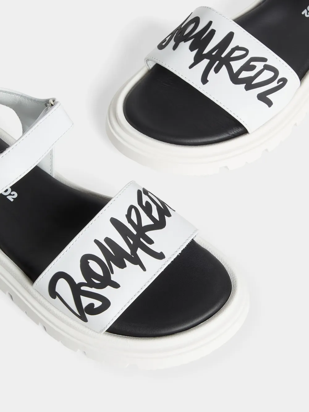 Shop Dsquared2 Leather Sandals In 白色