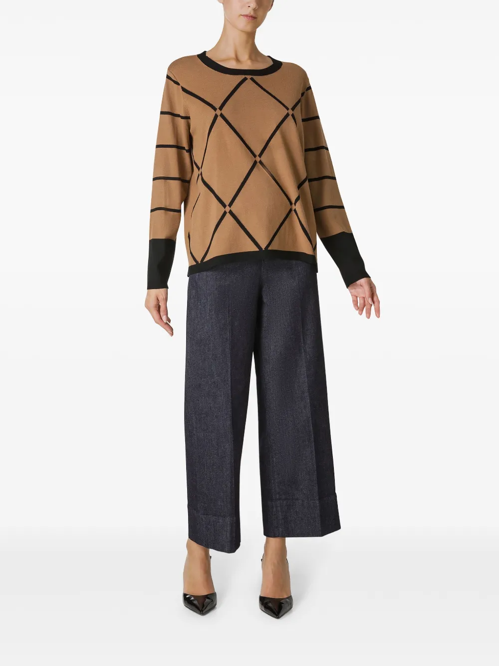 Marina Rinaldi intarsia-knit sweater - Bruin