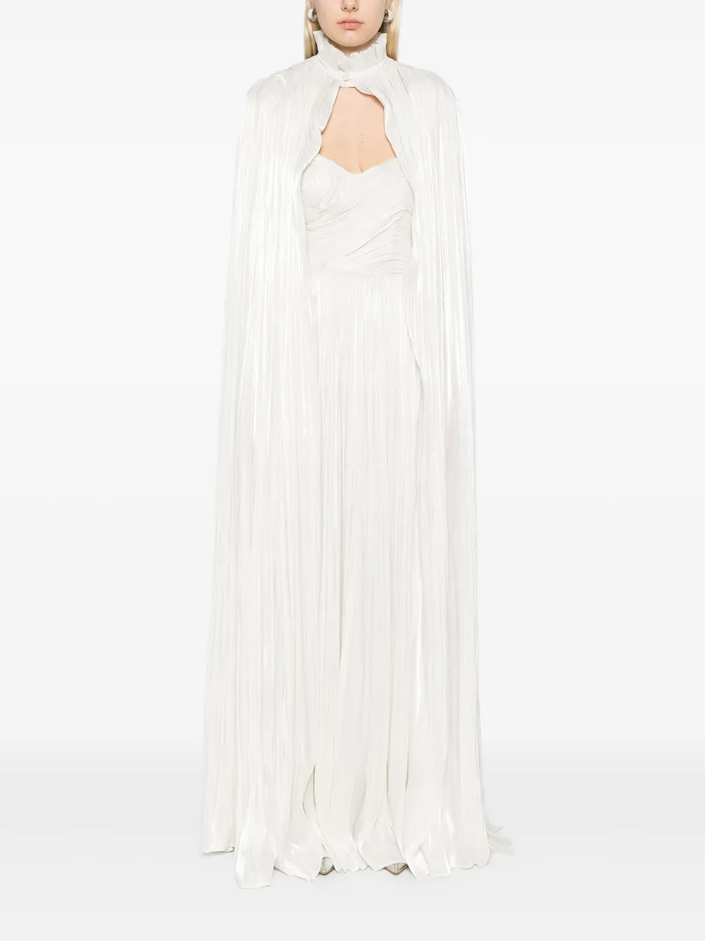 Ana Radu Plissé jurk en cape set - Wit