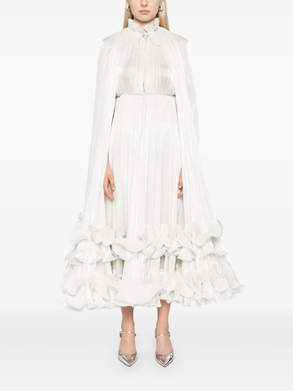 Ana Radu Maxi-jurk met cape detail - Wit