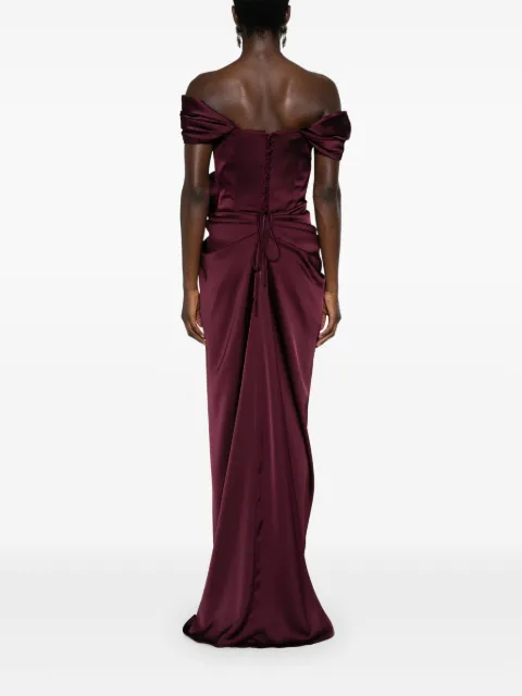 Ana Radu floral-appliqué draped gown 40771 - 3