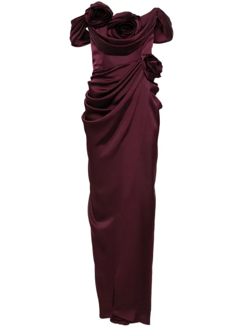 Ana Radu floral-appliqué draped gown 40771 - 0