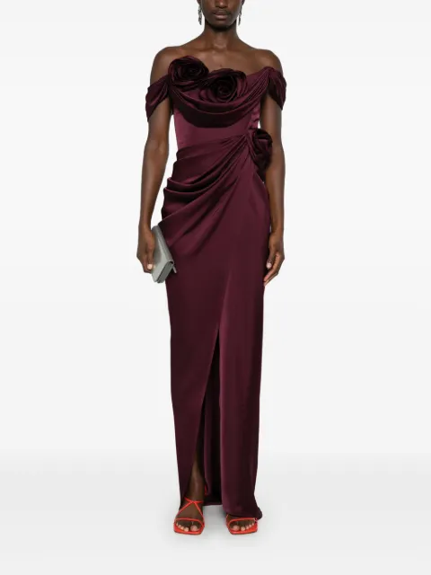 Ana Radu floral-appliqué draped gown 40771 - 1