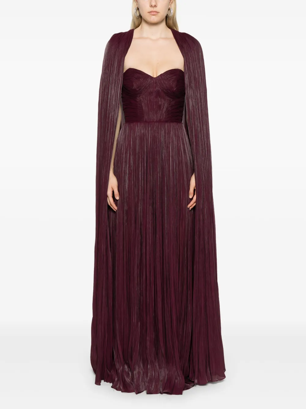 Ana Radu Plissé jurk en cape set - Rood