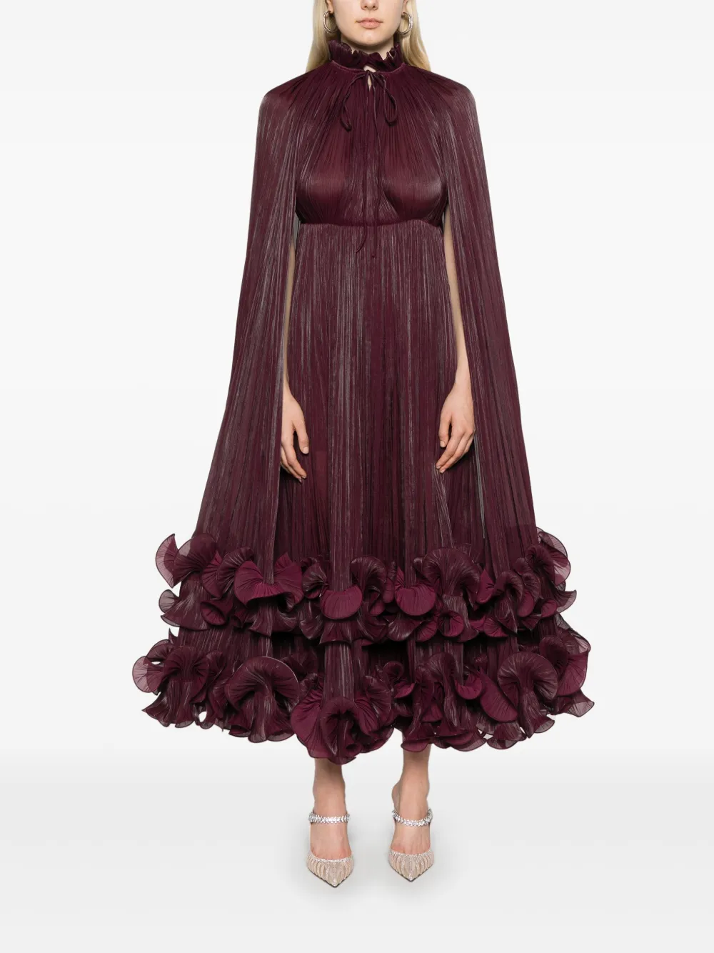 Ana Radu Maxi-jurk met cape detail - Rood