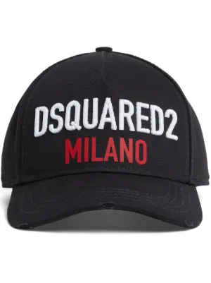 鑑定済み■正規品✨DSQUARED2★ディースクエアード★人気モデルキャップ DSQUARED2(ディースクエアード) ツバダメージICON刺繍キャップ