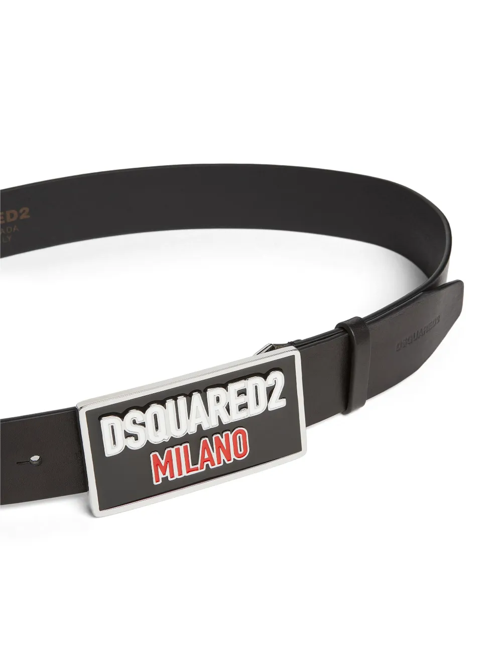 DSQUARED2 Leren riem met logoplakkaat Zwart