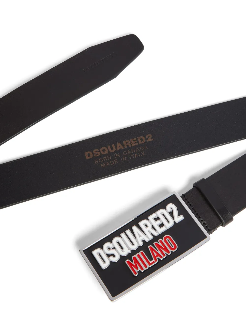 DSQUARED2 Leren riem met logoplakkaat - Zwart