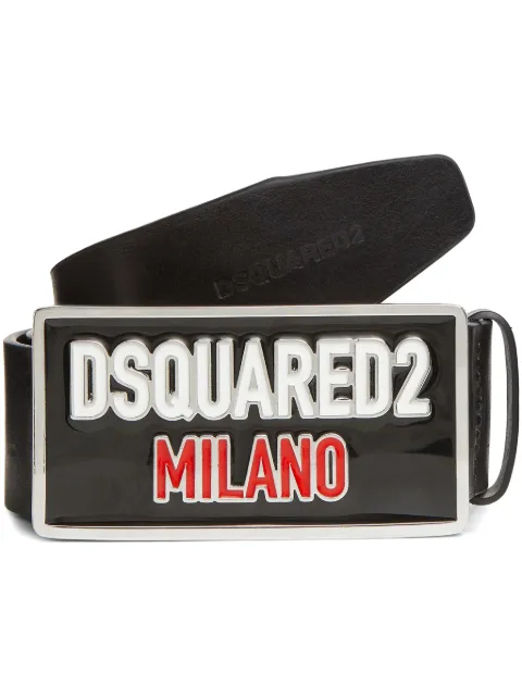 DSQUARED2 logo-plaque leather belt
