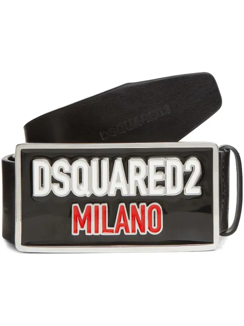 Ceinture en cuir à plaque logo - DSQUARED2 - Modalova
