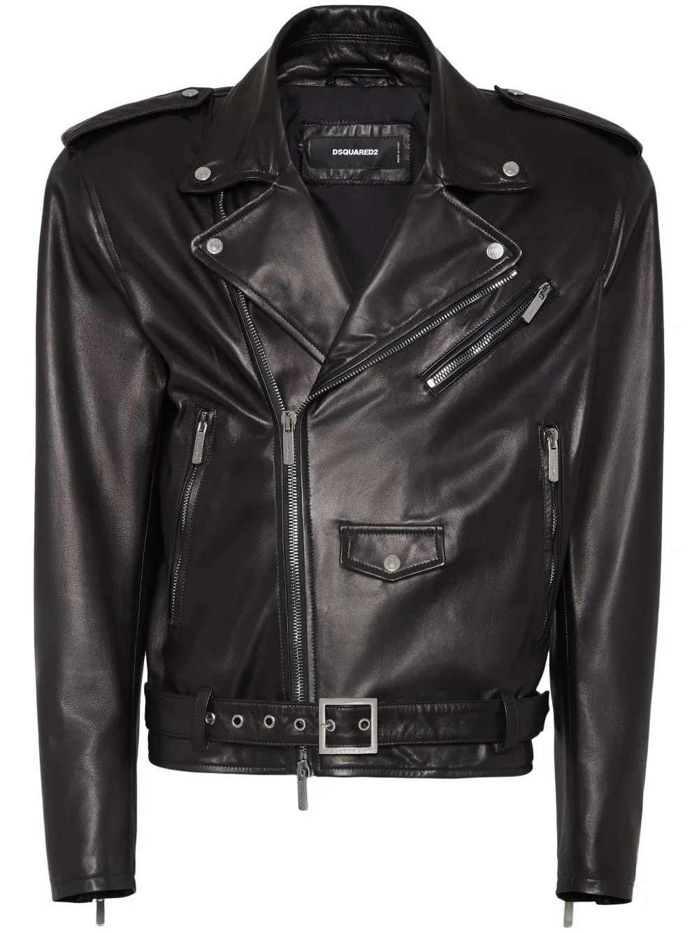DSQUARED2 zippered leather jacket | Black | Image 1