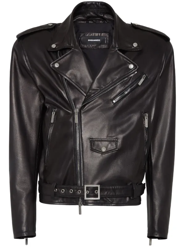 Dsquared2 レザージャケット DSQUARED2 ジップ レザージャケット | ブラック | FARFETCH JP