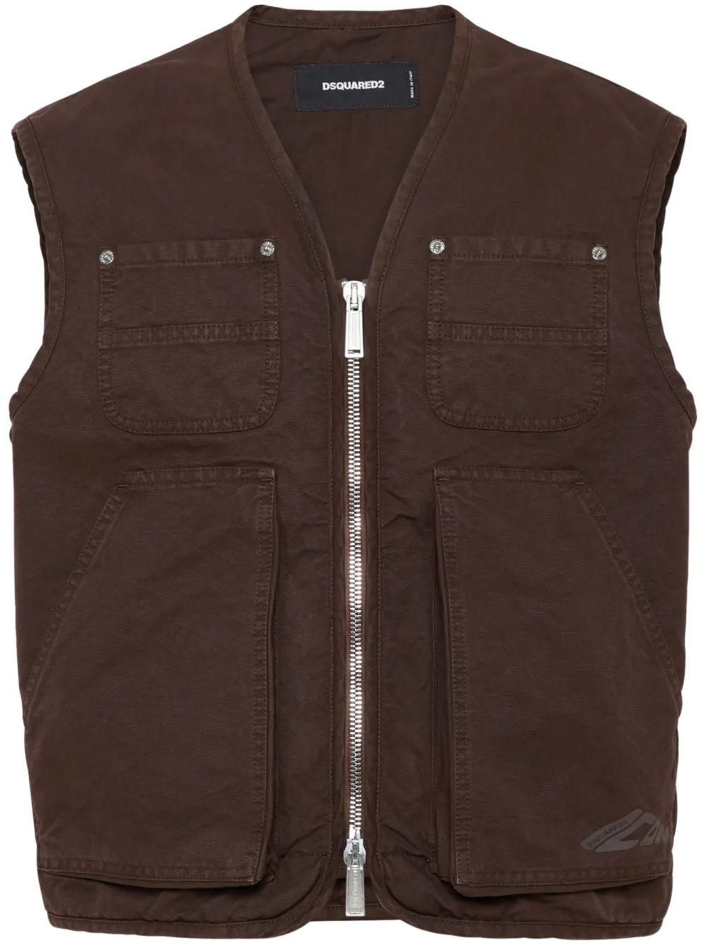 DSQUARED2 Reißverschluss-Weste mit Logo | Braun | Image 1