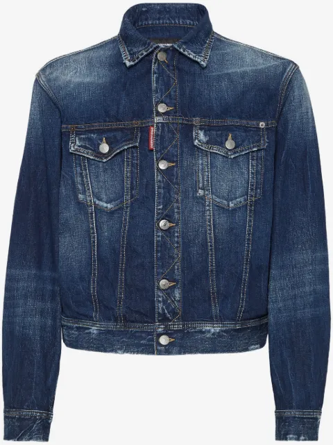 DSQUARED2 chamarra de mezclilla con parche del logo y efecto lavado