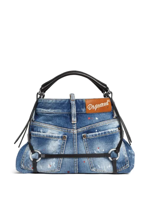 DSQUARED2 leather-trim denim tote bag SDW007410106982 - 1