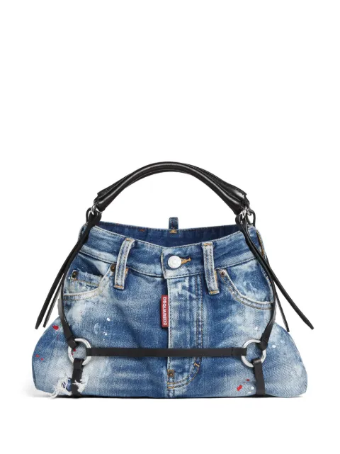 DSQUARED2 leather-trim denim tote bag