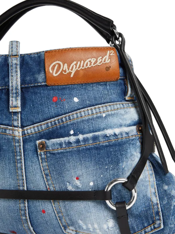 DSQUARED2 leather-trim Denim Tote Bag | Blue | FARFETCH JO
