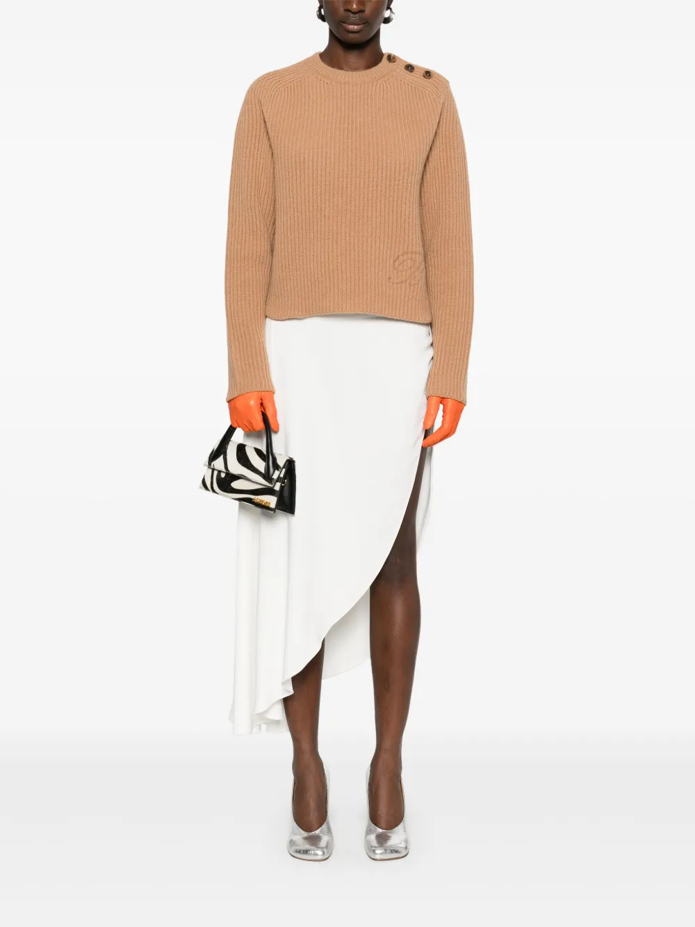 Blumarine Trui met logopatch - Beige