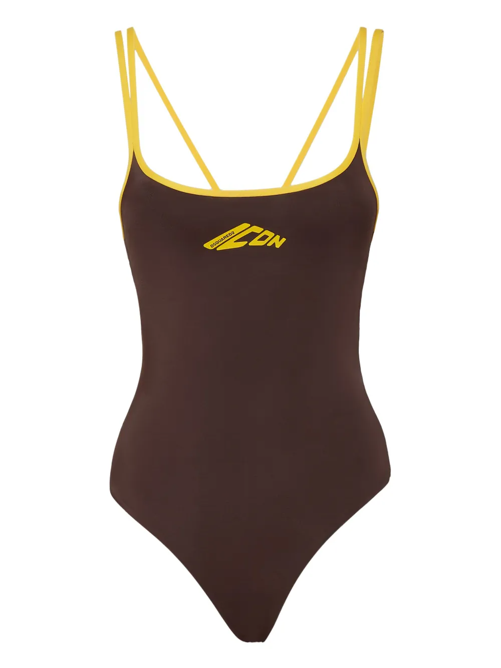 Dsquared2 Iconic Swimsuit With Double Spaghetti Straps In Brown