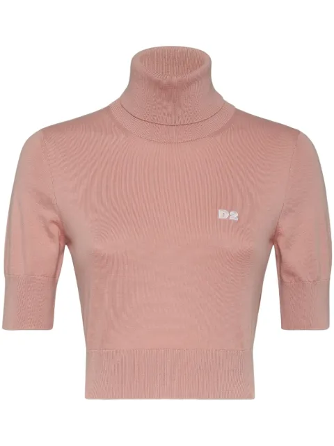 DSQUARED2 D2 roll-neck crop top 