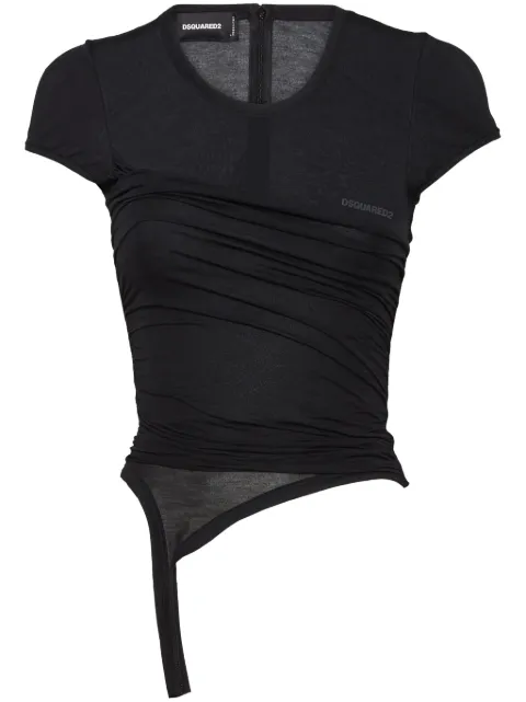 DSQUARED2 asymmetric semi-sheer t-shirt 