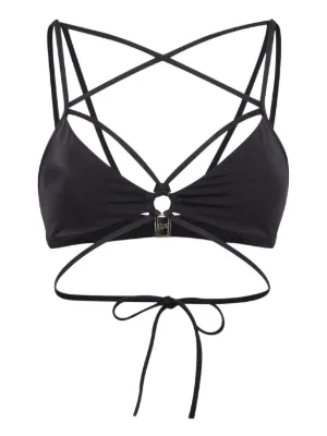Dolce & Gabbana rhinestone-embellished Crossover Bikini | Black
