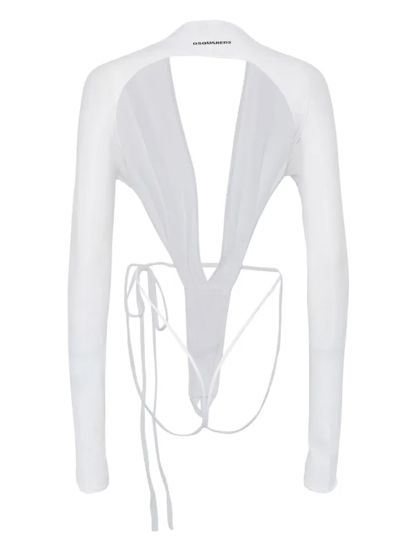 DSQUARED2 売れ筋商品|||ディースクエアード Tシャツ トップス レディース Bodysuits White DSQUARED2 open-back Bodysuit | White | FARFETCH