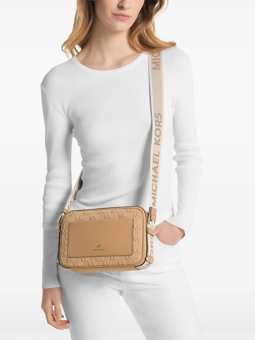 Michael Michael Kors Grote Maeve leren crossbodytas - Bruin