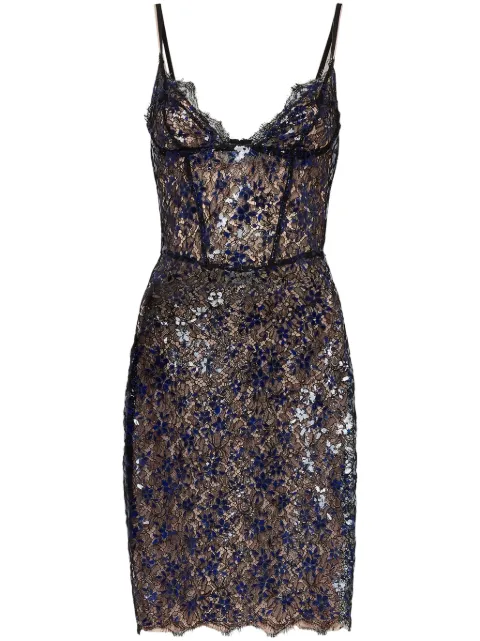 DSQUARED2 vestido estilo corset con encaje floral
