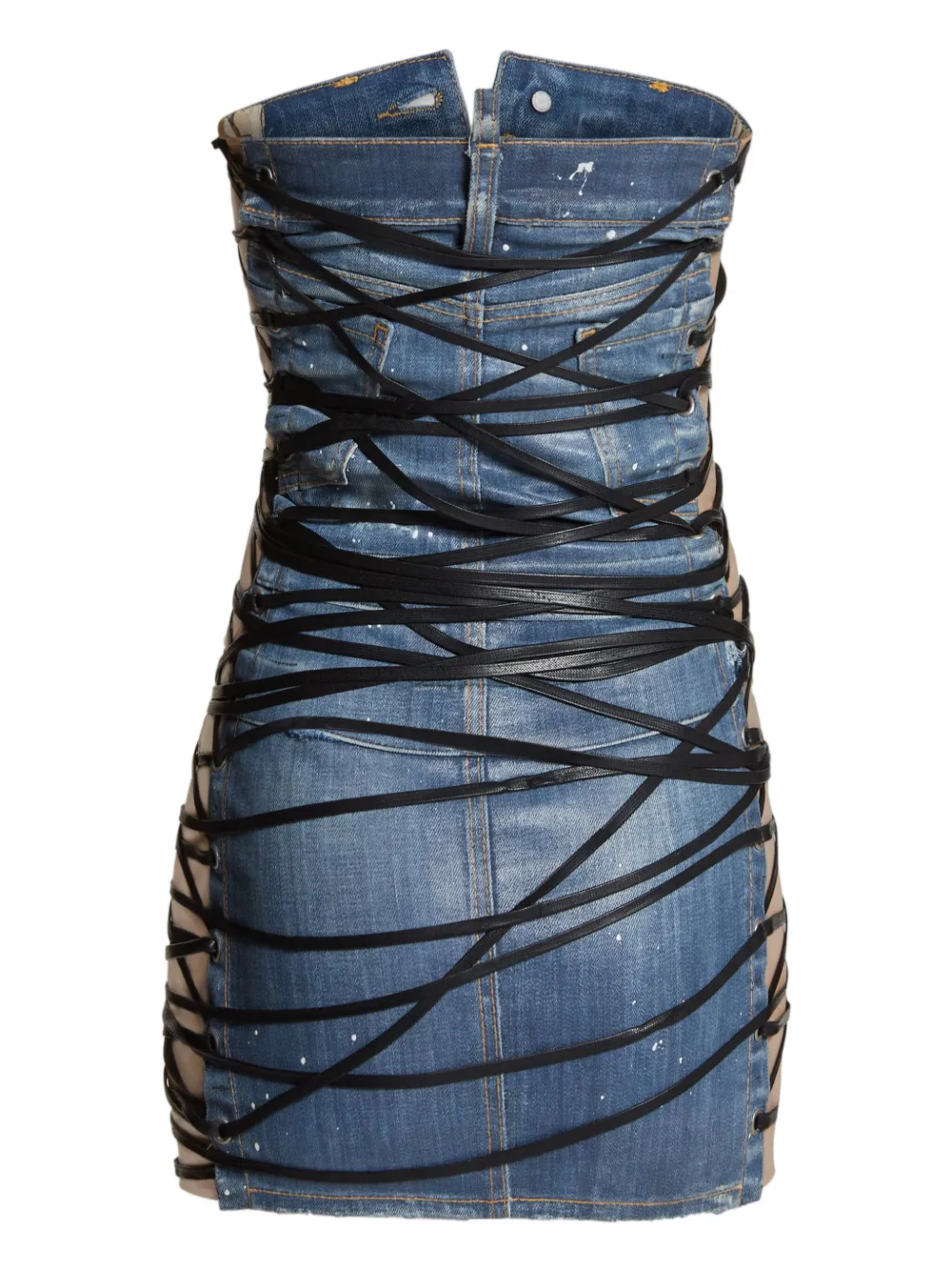 DSQUARED2 Denim jurk met korset - Blauw