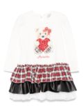 Monnalisa teddy bear-print dress - White