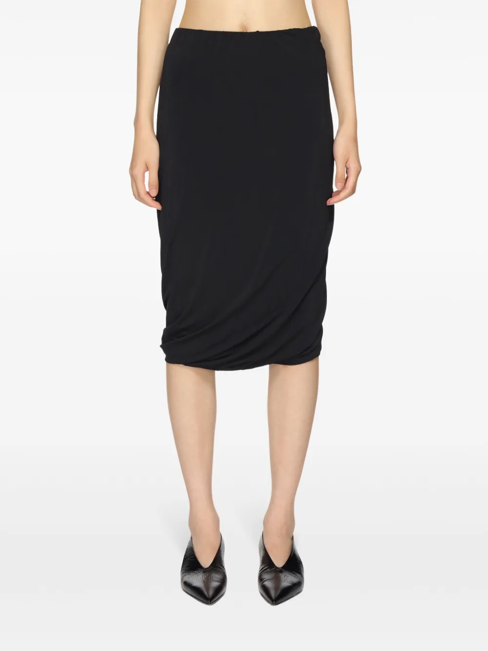 Jil Sander Midi-rok met gedrapeerd detail Zwart