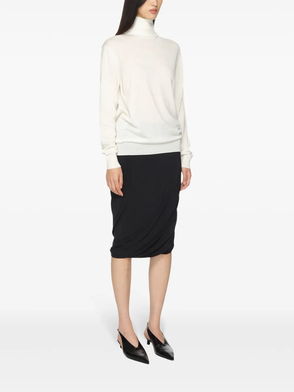 Jil Sander Midi-rok met gedrapeerd detail Zwart