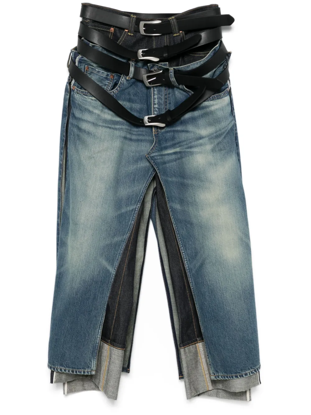 Junya Watanabe belted jeans - Blue