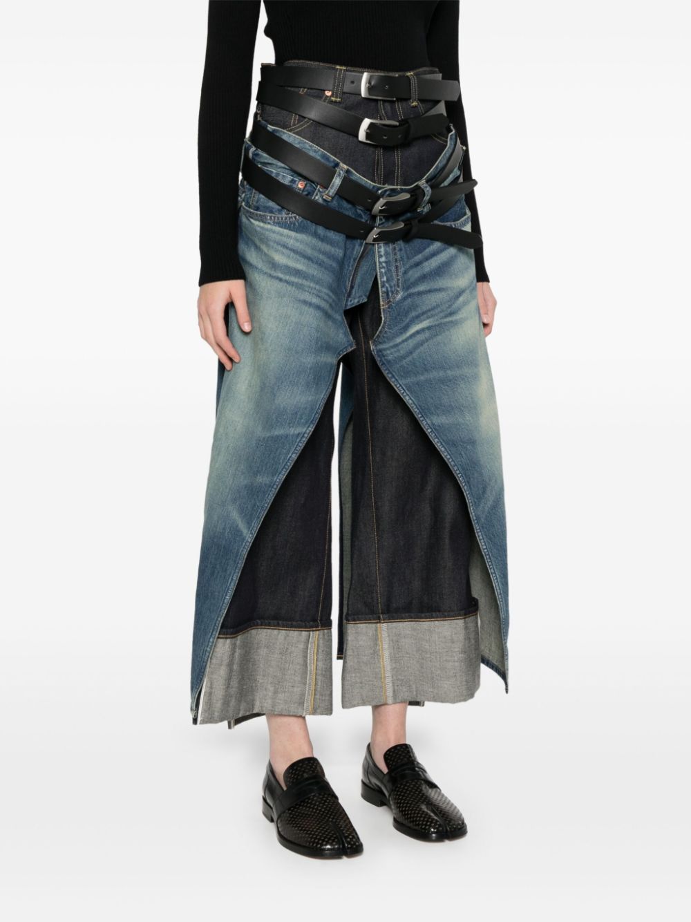 Junya Watanabe Jeans met ceintuur Blauw