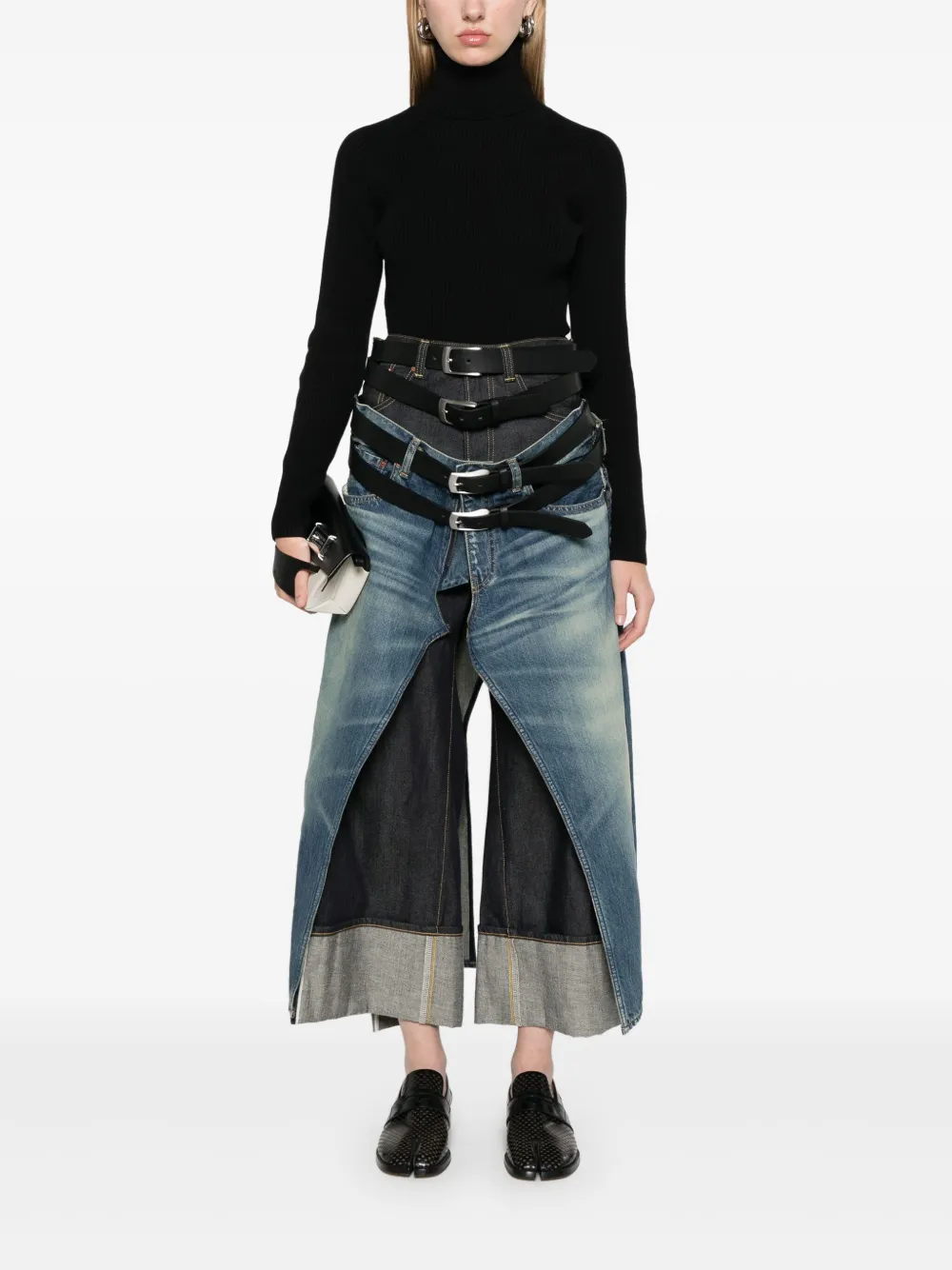 Junya Watanabe belted jeans - Blauw