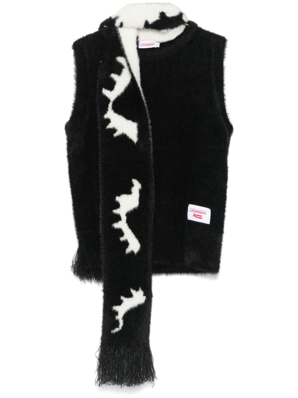 Shop Charles Jeffrey Loverboy Brushed Attached-scarf Vest In Black