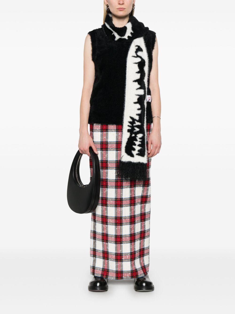 Shop Charles Jeffrey Loverboy Brushed Attached-scarf Vest In Black