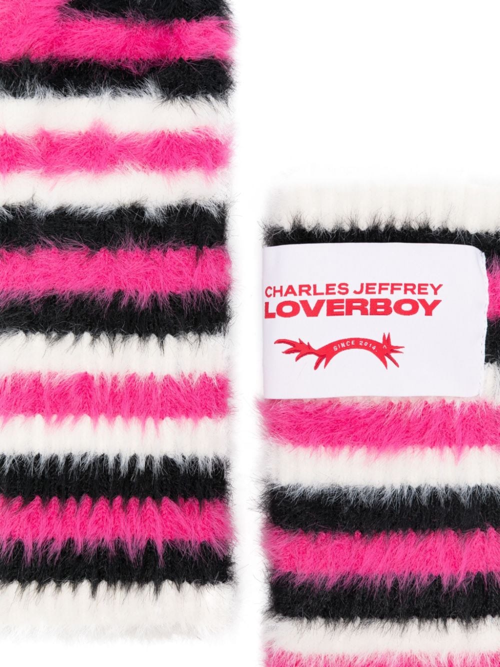 Charles Jeffrey Loverboy Gestreepte handschoenen - Roze