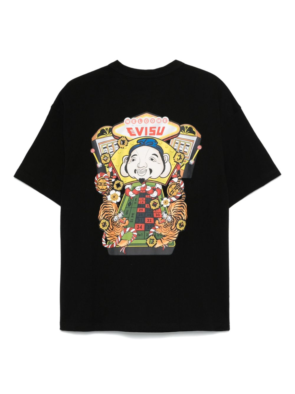 EVISU Lucky Slot Machine-print T-shirt - Zwart