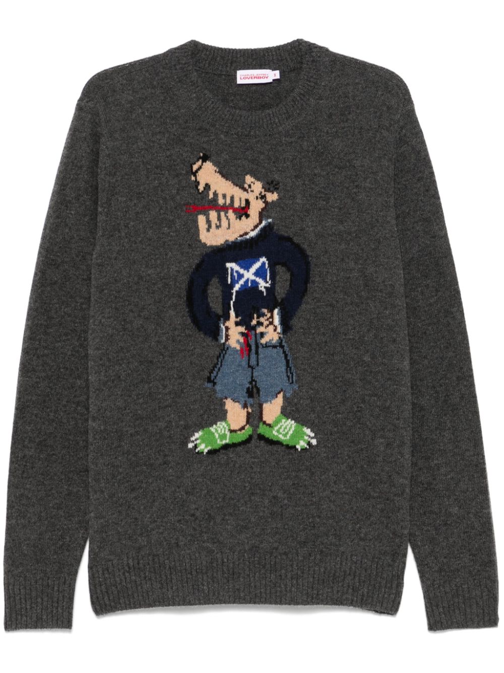 Shop Charles Jeffrey Loverboy Scots Wolf Sweater In 灰色