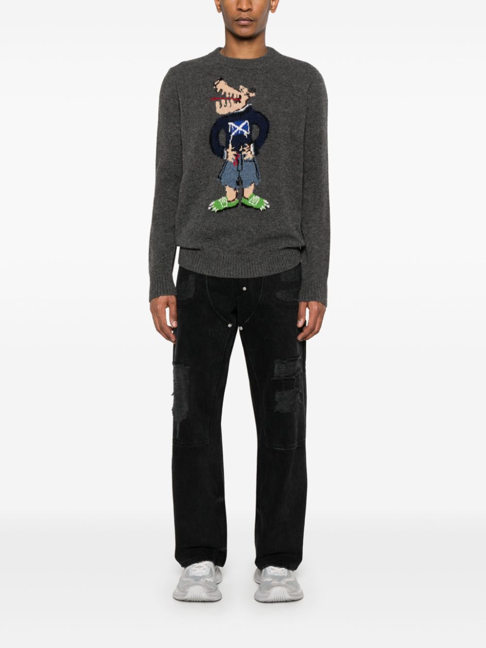 Shop Charles Jeffrey Loverboy Scots Wolf Sweater In 灰色