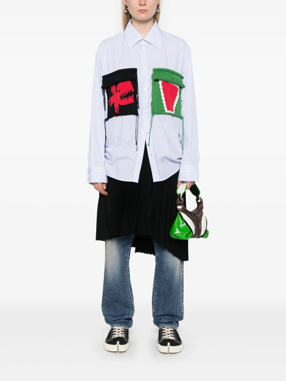 Charles Jeffrey Loverboy Gebreid overhemd met opgestikte zakken Blauw